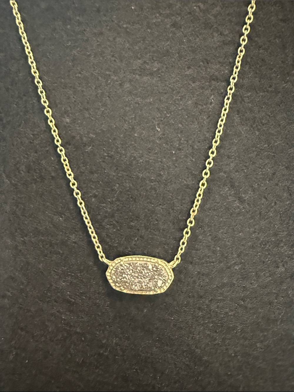 Kendra Scott Elisa Gold Tone Black Druzy Pendant Necklace